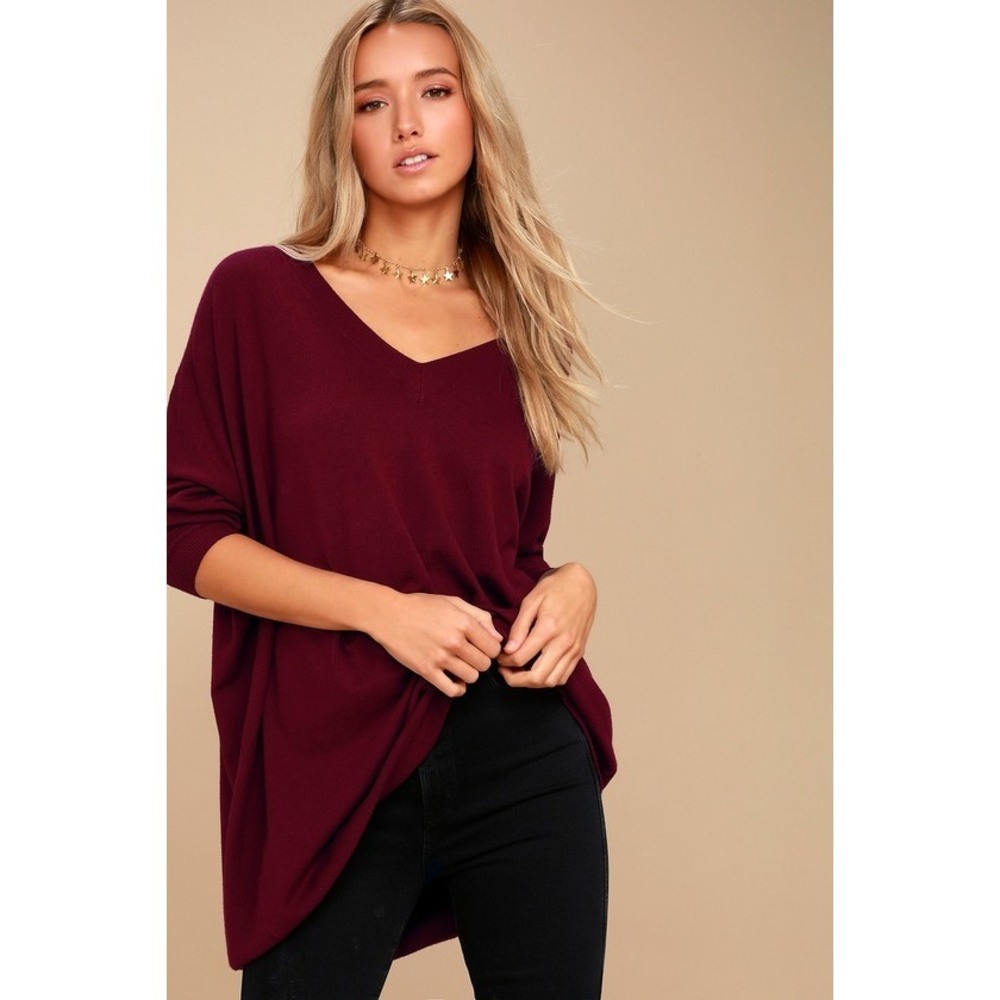 Lulus Ticket To Cozy Burgundy Oversized Sweater Red - Size S/M